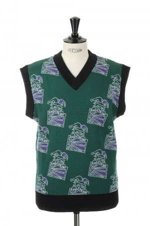 CLOWN SLEEVELESS JUMPER KNIT / GREEN