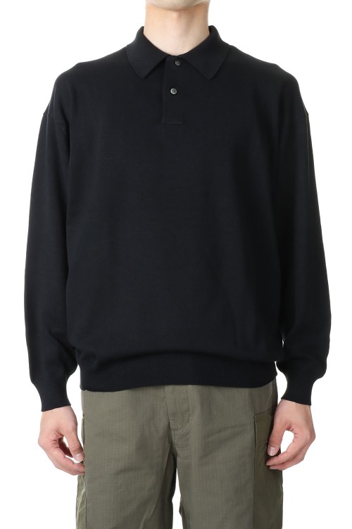 Suvin Oversized L/S Polo - BLACK (GU231-80090B) | セレクトショップ