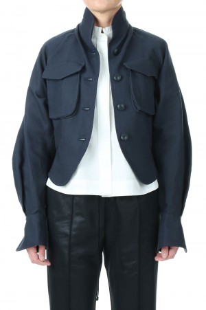 Cotton Linen Twill Short Jacket - Navy (MM23PS-JK711) | セレクト