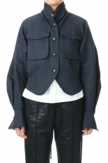 Cotton Linen Twill Short Jacket - Navy (MM23PS-JK711)