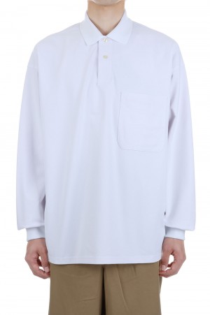 TECH POLO SHIRTS L/S - WHITE (BE-31023) | セレクトショップ