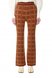 Multi Plaid Geometric Knit Trousers - Brown (MM23PS-KN719)