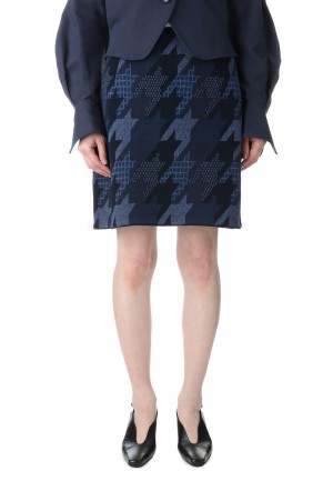 Houndstooth Knitted Skirt - Navy (MM23PS-KN725) | セレクトショップ ...