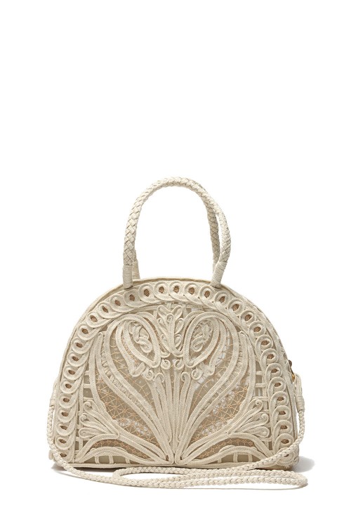 Cording Embroidery Demi Lune Handbag - Beige (MM13-AC404