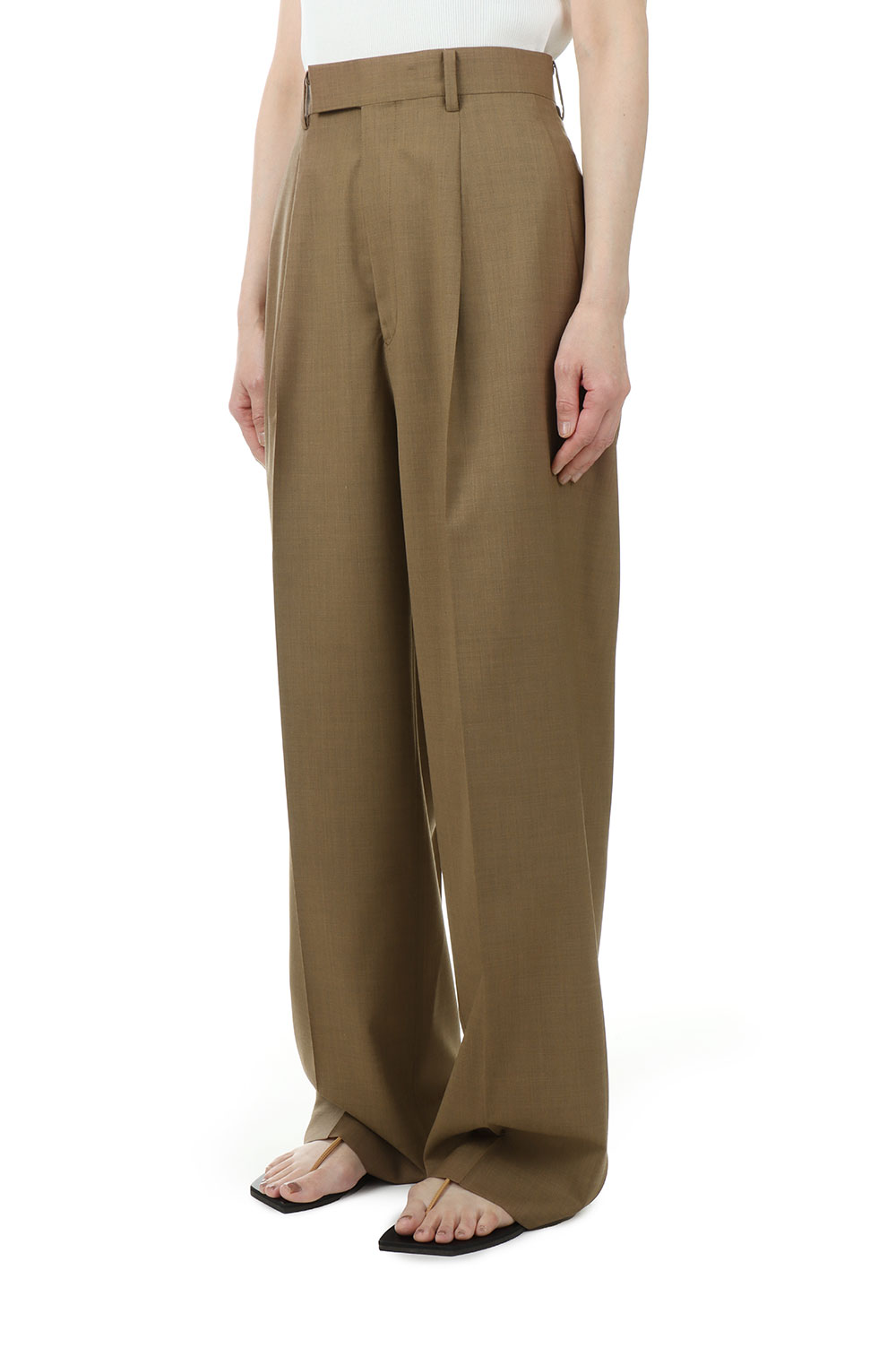 Super Fine Tropical Wool Slacks - Top Brown (A23SP08WT) | セレクト
