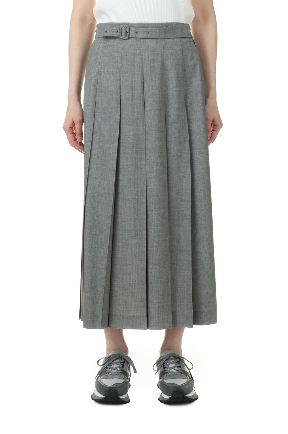 Super Fine Tropical Wool Pleated Skirt - Top Gray (A23ss09WT