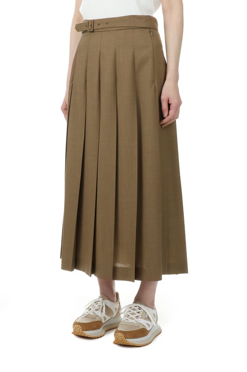 Super Fine Tropical Wool Pleated Skirt - Top Brown (A23ss09WT