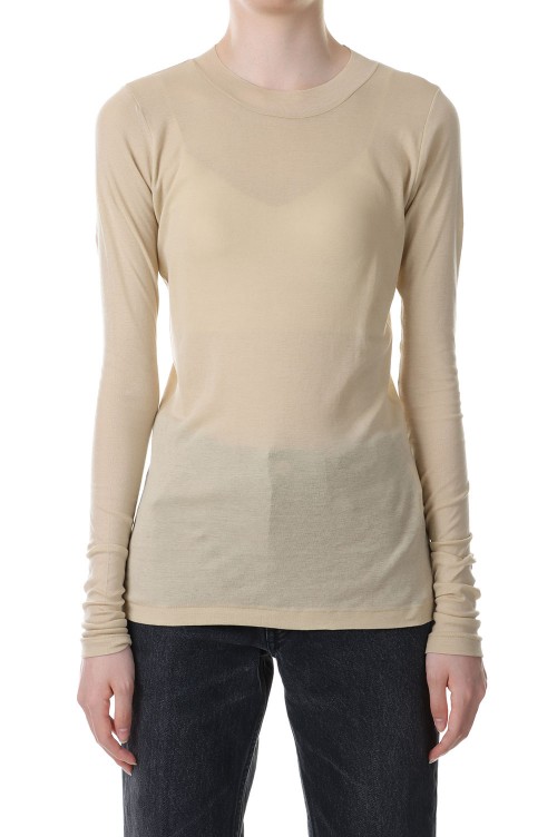 Giza Super High Gauge Sheer Rib L/s Tee - Light Beige (A23SP02HF