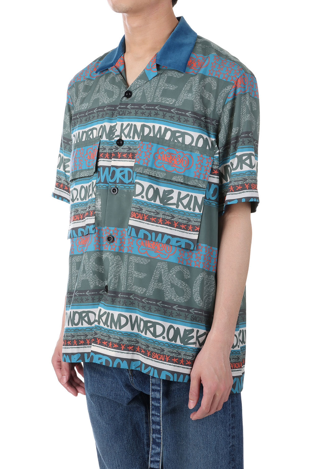 Eric Haze / Stripe Print Shirt(23-03076M )-GREEN 551- | セレクト ...