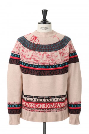 Eric Haze / Jacquard Knit Pullover(23-02982M)-L/PINK 789-