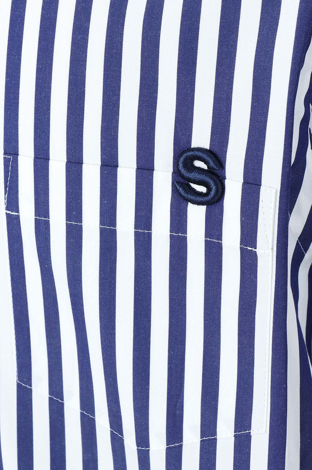 Thomas Mason / S Cotton Poplin L/S Shirt(23-03016M)-NAVY STRIPE