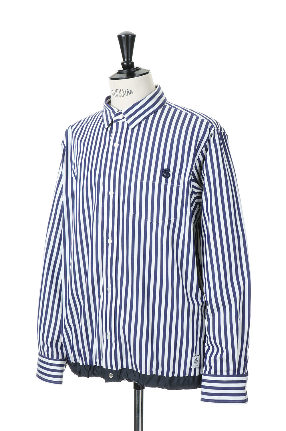 Thomas Mason / S Cotton Poplin L/S Shirt(23-03017M)-NAVY STRIPE