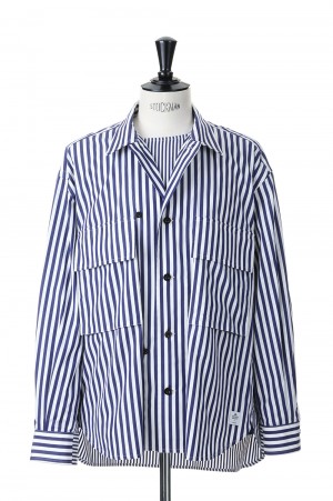 Thomas Mason / Cotton Poplin L/S Shirt(23-03038M)-L/BLUE STRIPE