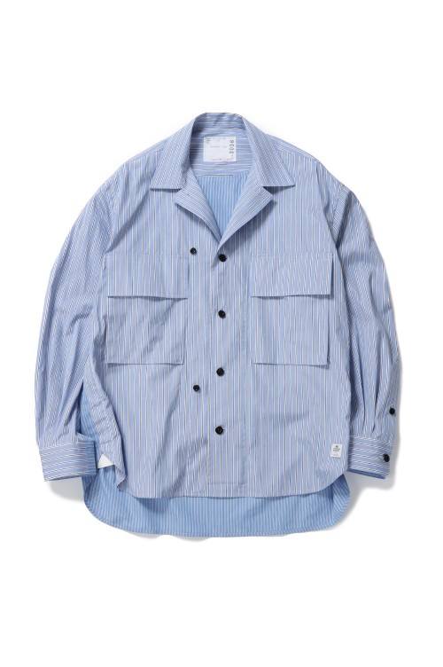 Thomas Mason / Cotton Poplin L/S Shirt(23-03038M)-L/BLUE STRIPE