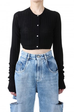 C/S Shieer Rib Short Cardigan - Black (I23SS-K9)