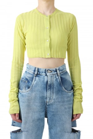 C/S Shieer Rib Short Cardigan - Limeade (I23SS-K9)