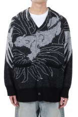 Leopard Mohair Cardigan Knit(23SSK-3)-Black-