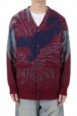 Leopard Mohair Cardigan Knit(23SSK-3)-Burgundy-