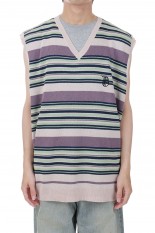 Oversized Lame Knit Vest(23SS	K-7)-Pink Border-