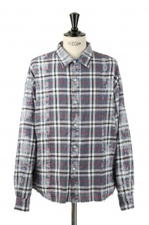 Switching Bleach Check Shirts -NAVY (LES188)