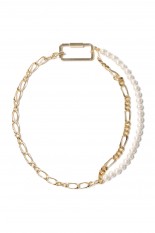 Pearl x Chain Choker Necklace -GOLD x PEARL  (LEA501)