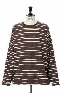 BAGGY TEE L/S COTTON BORDER JERSEY -BROWN(F471001)