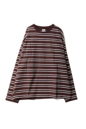 BAGGY TEE L/S COTTON BORDER JERSEY -BROWN(F471001)