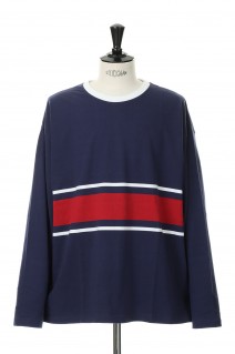 BAGGY TEE L/S COTTON BORDER JERSEY -NAVY(F471001)