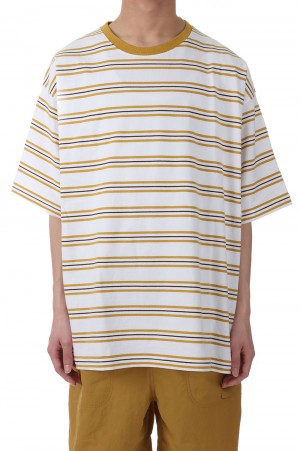 BAGGY TEE S/S COTTON BORDER JERSEY -WHEAT(F401002)
