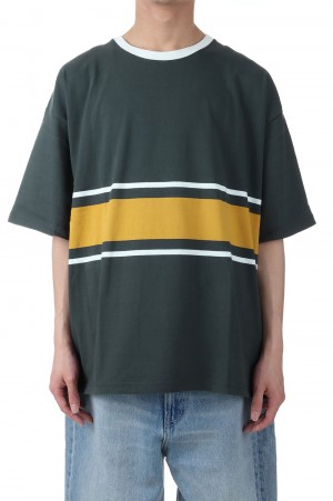 BAGGY TEE S/S COTTON BORDER JERSEY -GREEN(F401002)
