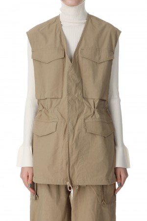Cotton nylon dump field jacket vest -SAND (PS23-VE02)