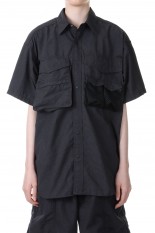 Polyester Linen Field H/S Shirt -BLACK(NT3320N)