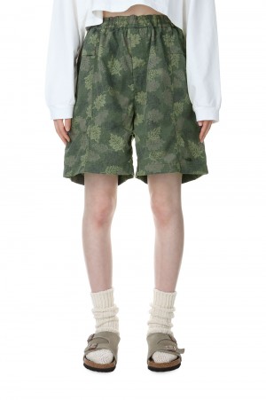 Polyester Linen Field Shorts -DARK OLIVE(NT4305N)