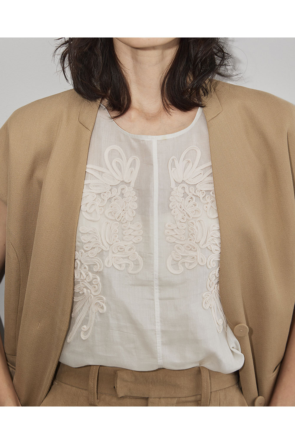 Organdy Embroider Tops -WHITE (12310425) | セレクトショップ