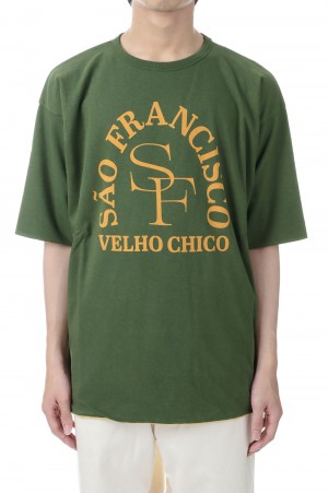 Suvin Cotton Reversible Short Sleeve Tee - GREEN x YELLOW (CSLM-129)