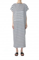 Dry touch jersey border dress - WHITE/BLACK（19RCSDRE-09C）