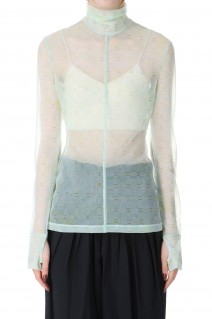 Marble Printed Plaid Sheer High Neck Top -Mint Green (MM23SS-JS020)