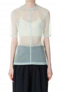 Marble Printed Plaid Sheer Crew Neck Top -Mint Green (MM23SS-JS021)