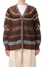 Bamboo Basket Pattern Knitted Cardigan -Brown (MM23SS-KN035)