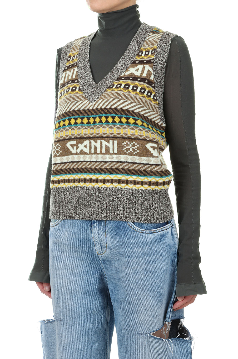 新品低価 Logo Wool Mix Vest (K1867) GANNI(ガニー)：Deepinsideinc
