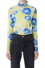 Printed Mesh Long Sleeve Rollneck (T3414 )