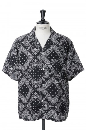 OPEN COLLAR SHIRT / BLACK (SQ-23SS-SH-03)