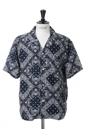 OPEN COLLAR SHIRT / NAVY (SQ-23SS-SH-03)