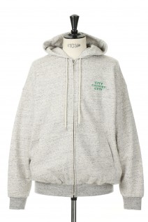 EMBROIDERED LOGO ZIP UP HOODIE / ASH GRAY (CCC-231C001)