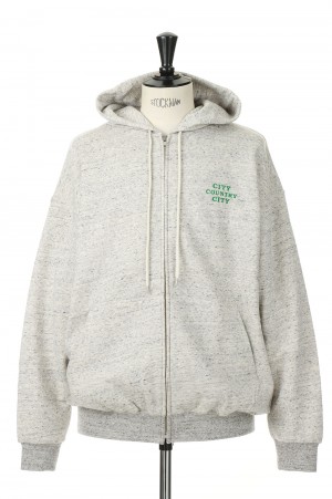 EMBROIDERED LOGO ZIP UP HOODIE / ASH GRAY (CCC-231C001)