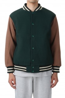 Light Varsity Jacket - GREEN / BEIGE (SK23101)