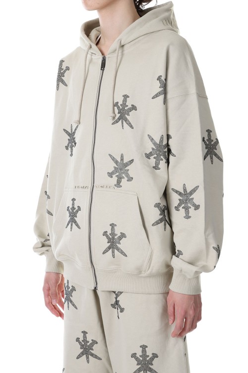 TAN WITH BLACK DAGGER RHINESTONE HOODIE / BEIGE | セレクトショップ