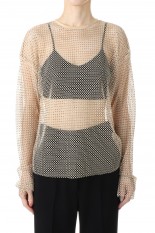 Crystal Mesh Tops -BEIGE (21231415304)