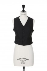 LINEN CANVAS BACK OPEN SHORT VEST (23SVE-#808L)