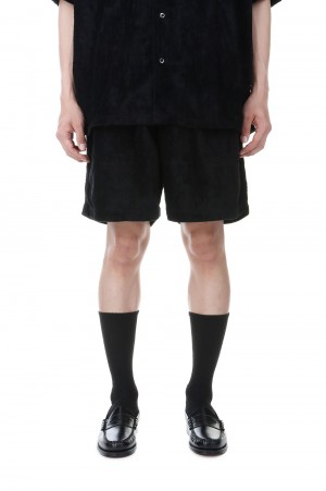 Garment Dyed L/C Velvet 2 Tuck Easy Shorts(CTE-23S124)-Black